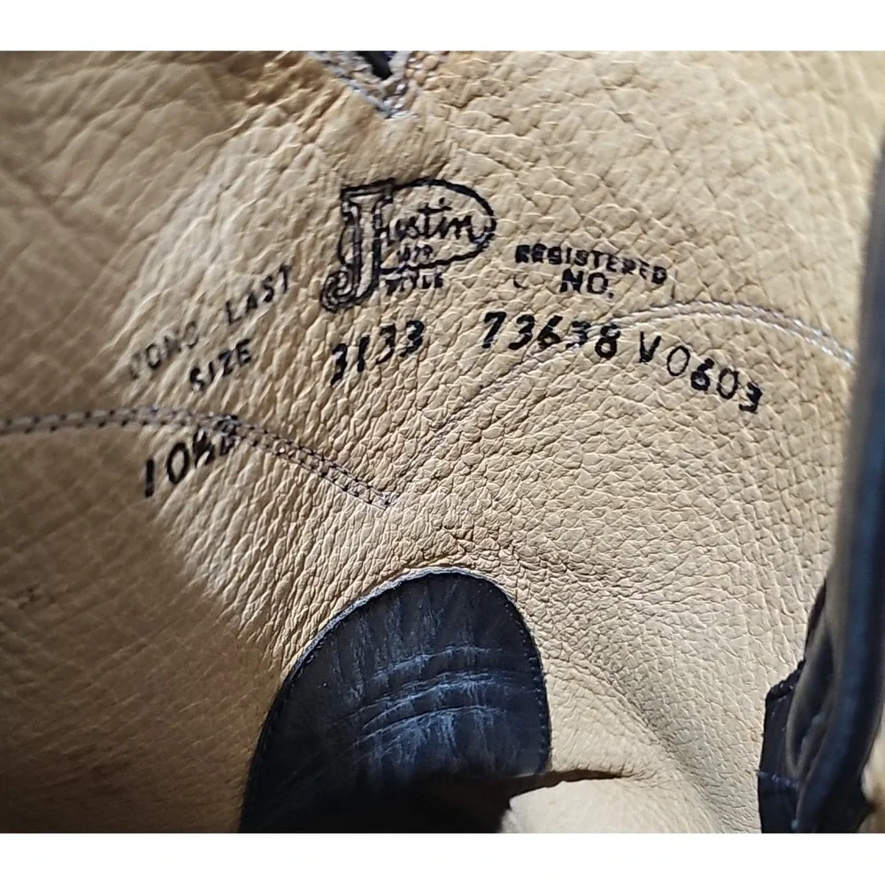 Justin Leather Boots Black Size 10.5 D Comb Last Style‎ 3133